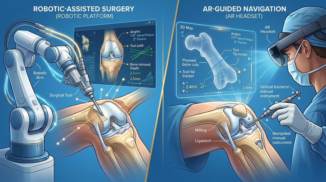 Robotic Platform vs AR Navigation in Knee Surgery
